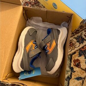 Kids Gray and Orange Sneakers munchkin by stride rite